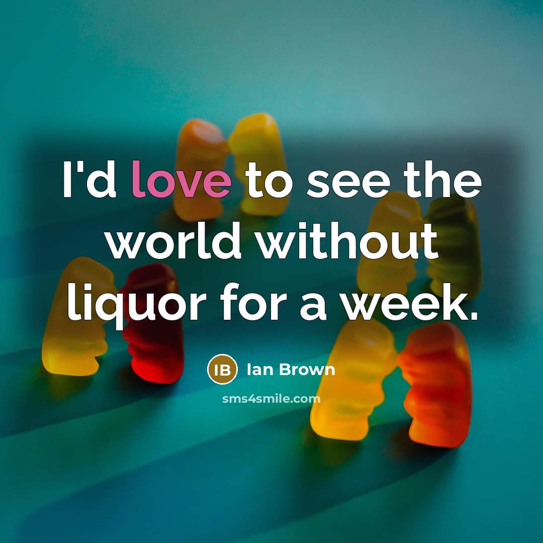 “I'd love to see the world without liquor for a…” quote by Ian Brown
