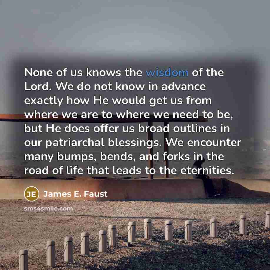 “None of us knows the wisdom of the Lord. We…” quote by James E. Faust