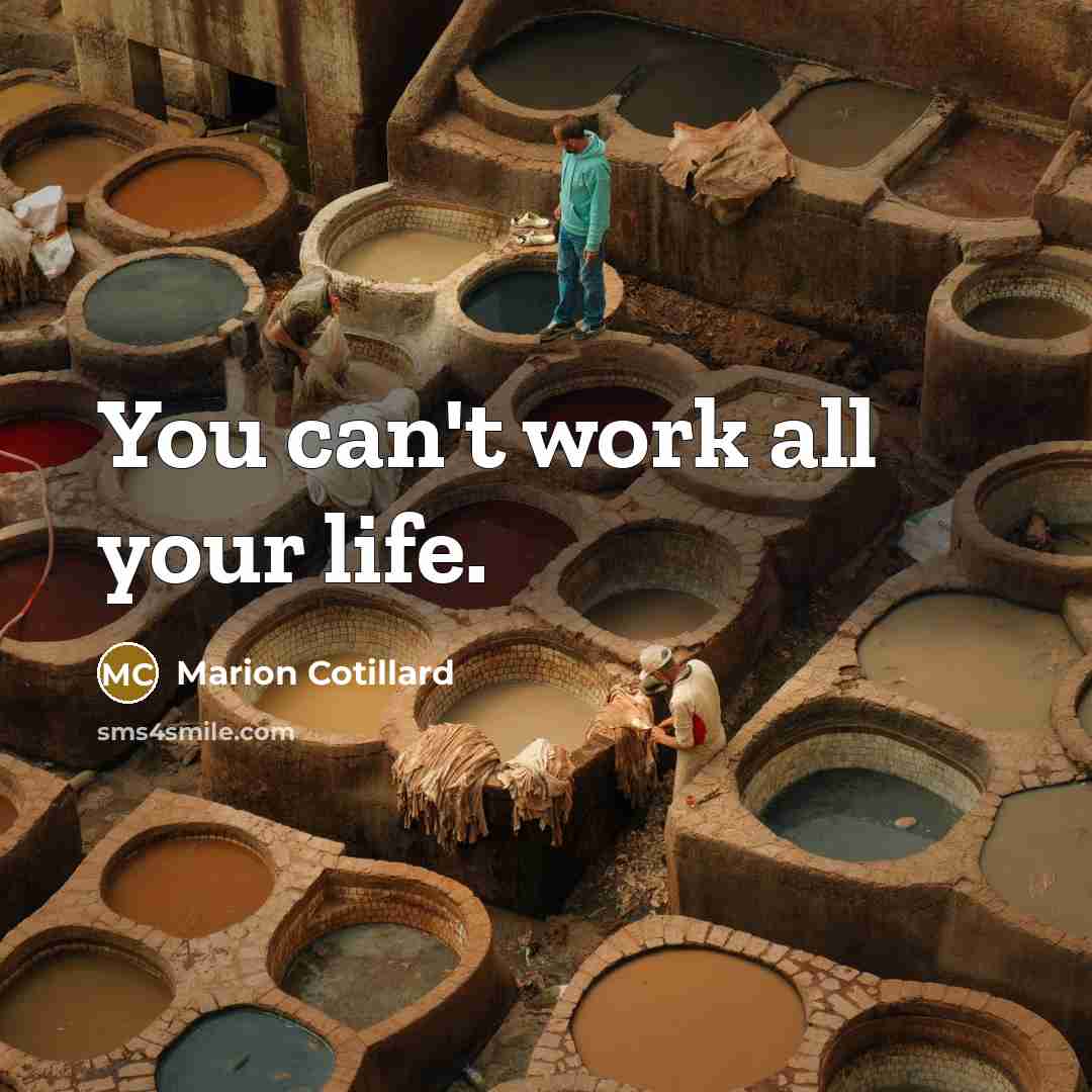 “You can't work all your life.…” quote by Marion Cotillard
