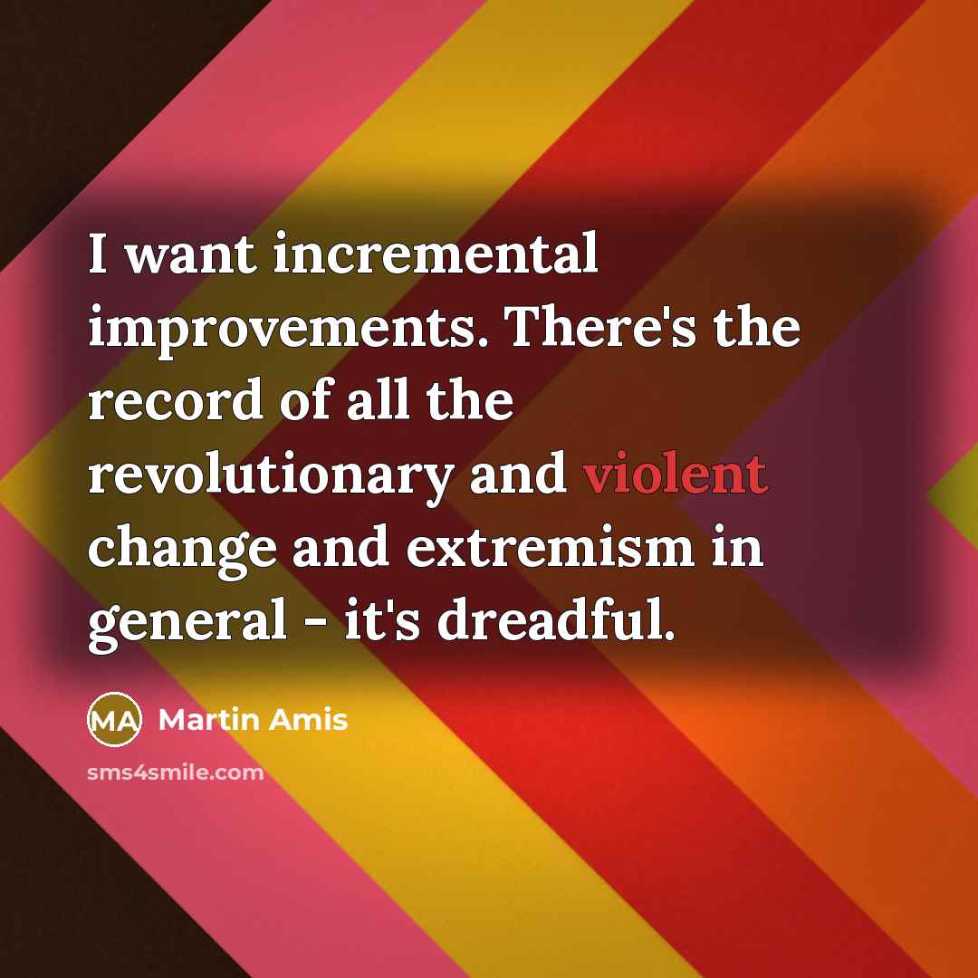 “I want incremental improvements. There's the record of all the…” quote by Martin Amis