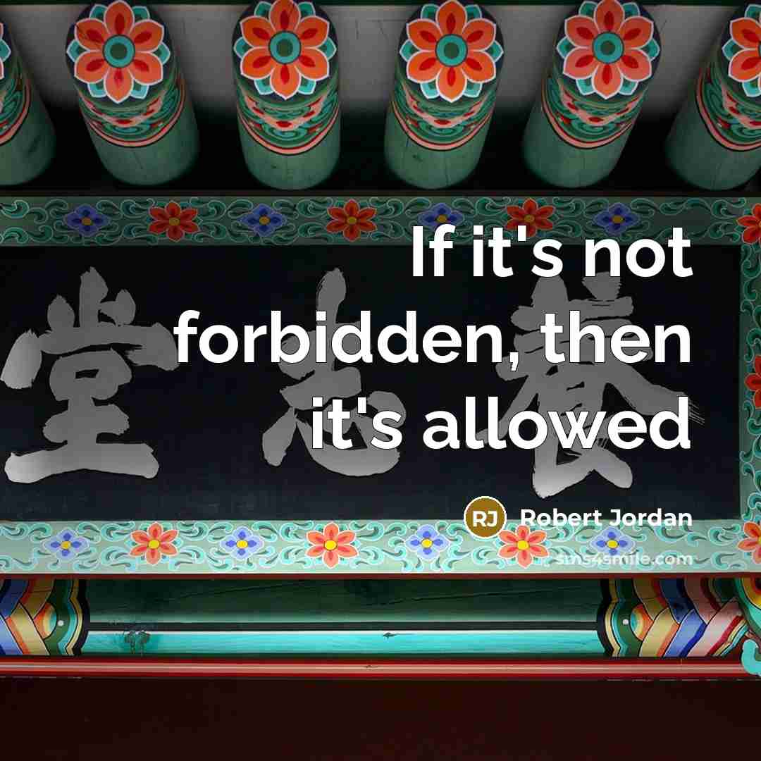 “If it's not forbidden, then it's allowed” quote by Robert Jordan