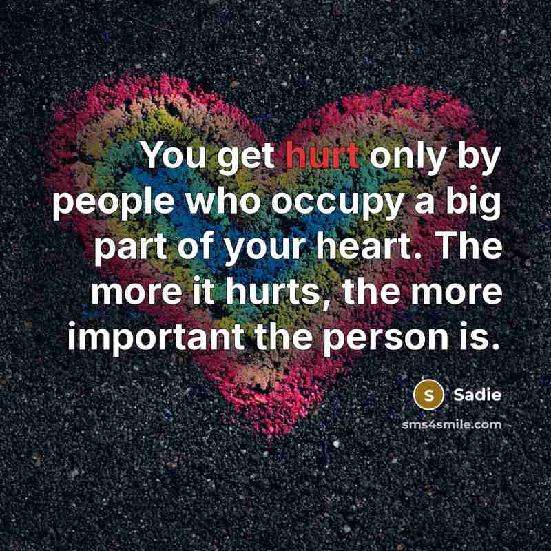 “You get hurt only by people who occupy a big…” quote by Sadie