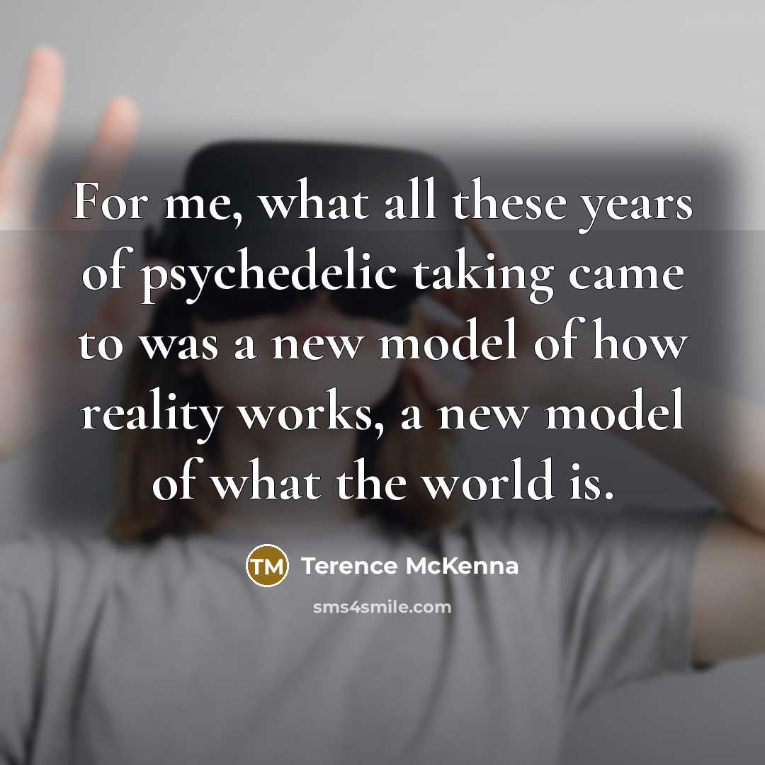 “For me, what all these years of psychedelic taking came…” quote by Terence McKenna