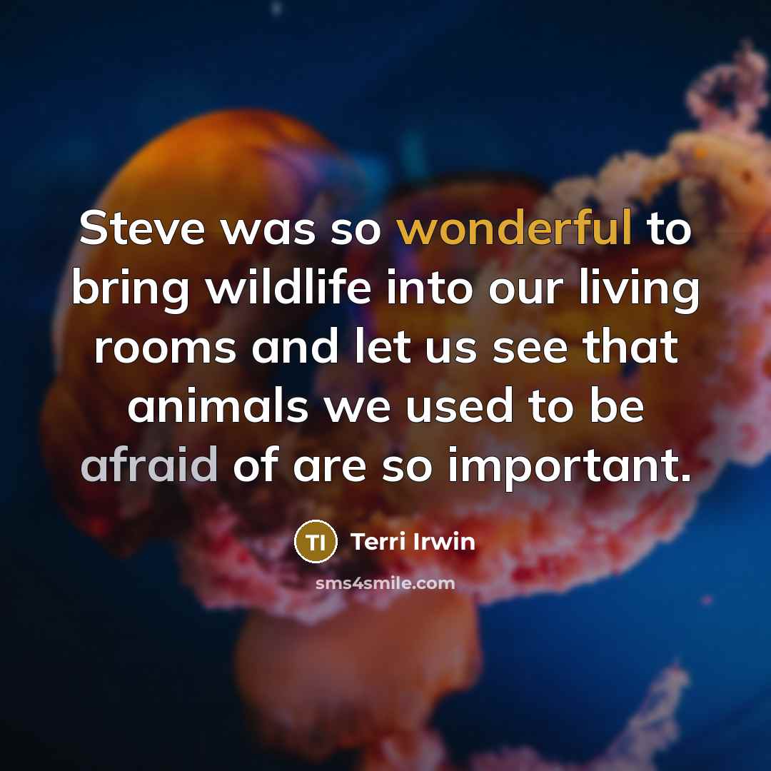 “Steve was so wonderful to bring wildlife into our living rooms and let us see that animals we used to be afraid of are so important.” quote by Terri Irwin