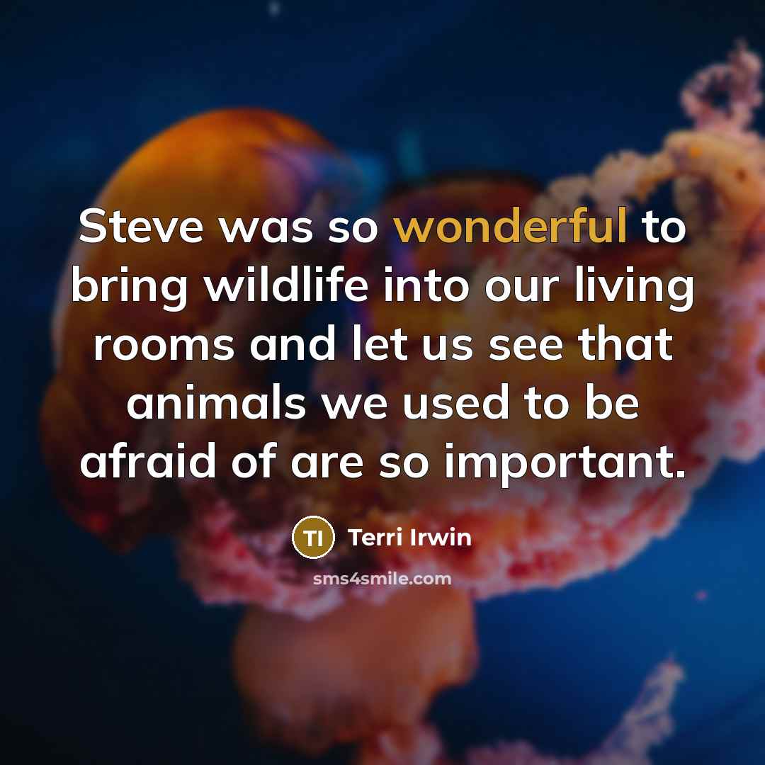 “Steve was so wonderful to bring wildlife into our living…” quote by Terri Irwin