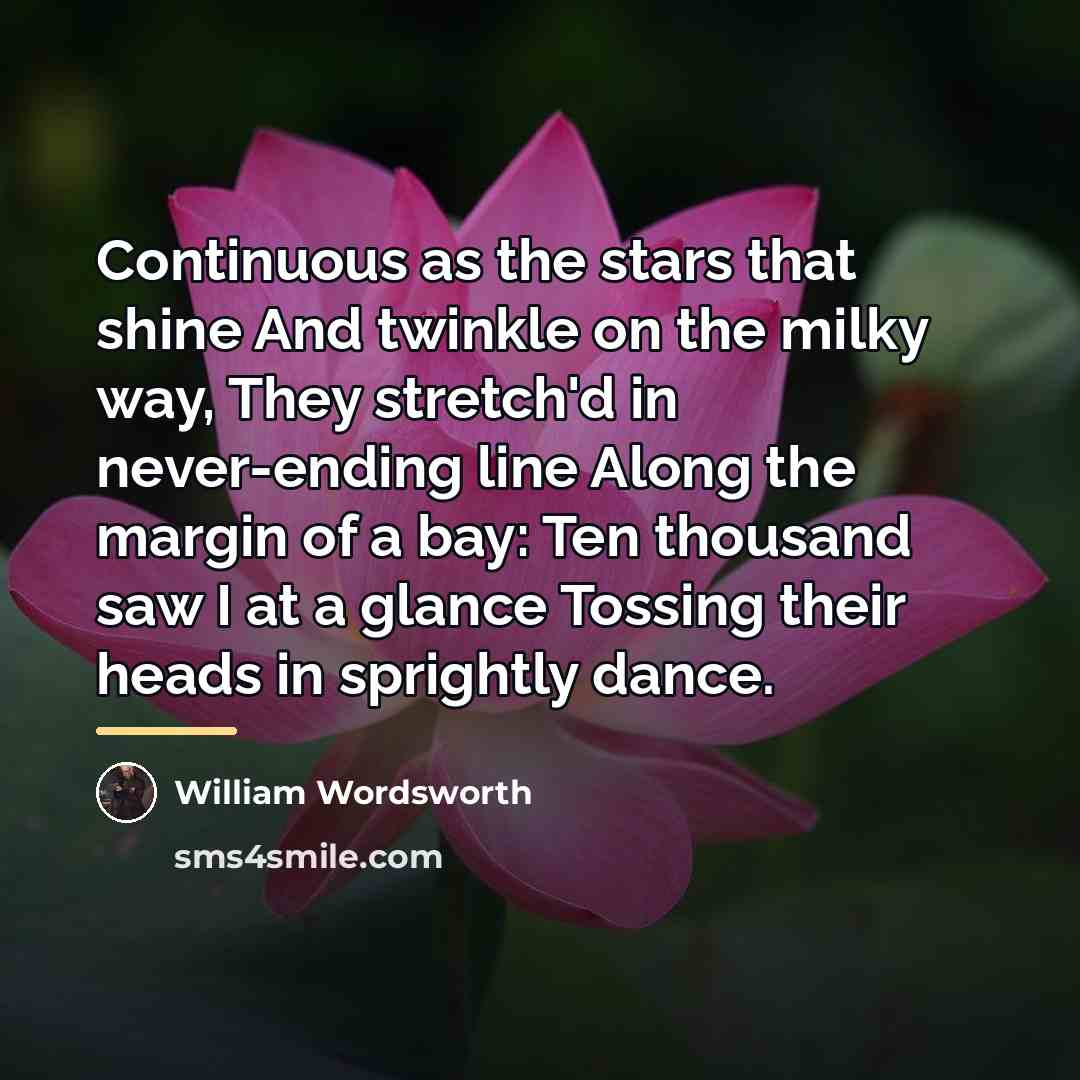 “Continuous as the stars that shine And twinkle on the…” quote by William Wordsworth
