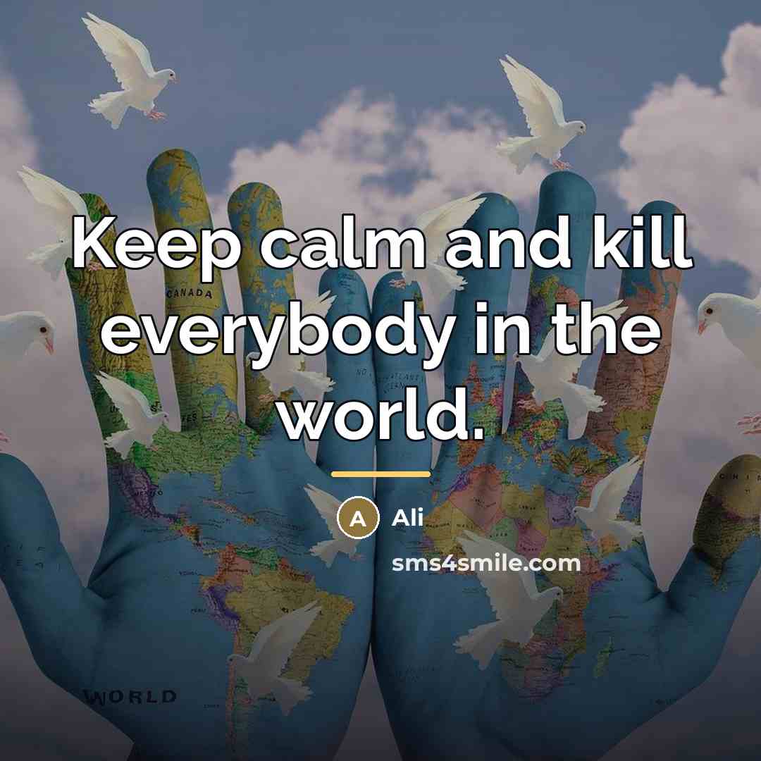 “Keep calm and kill everybody in the world.…” quote by Ali