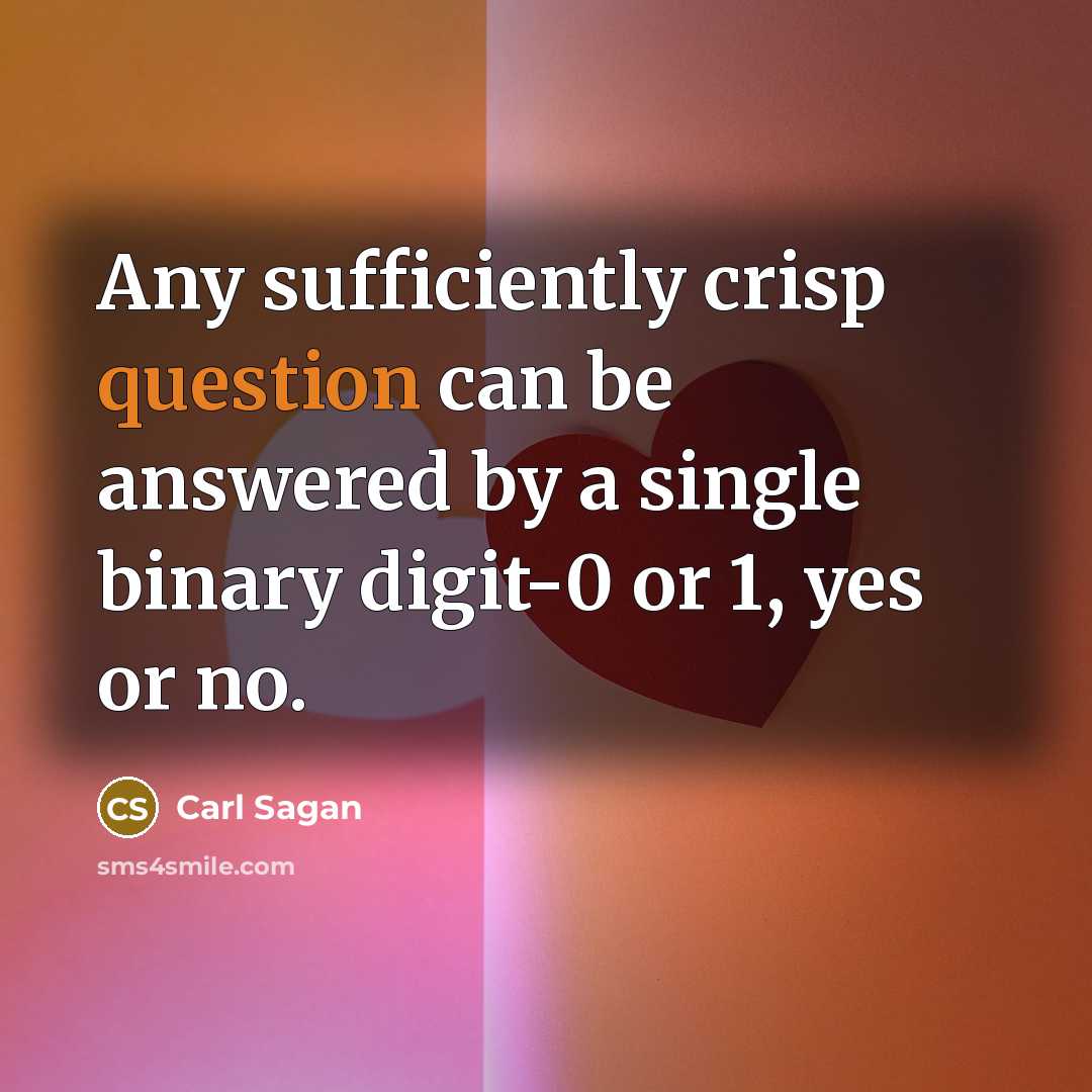 “Any sufficiently crisp question can be answered by a single binary digit-0 or 1, yes or no.” quote by Carl Sagan