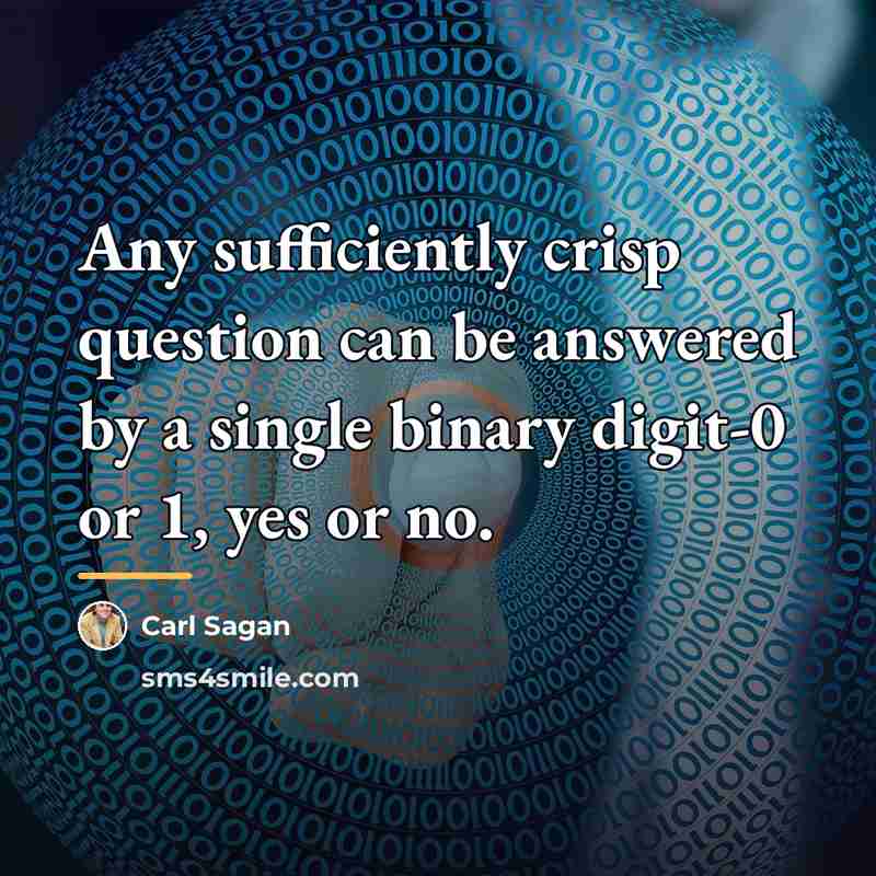 “Any sufficiently crisp question can be answered by a single…” quote by Carl Sagan