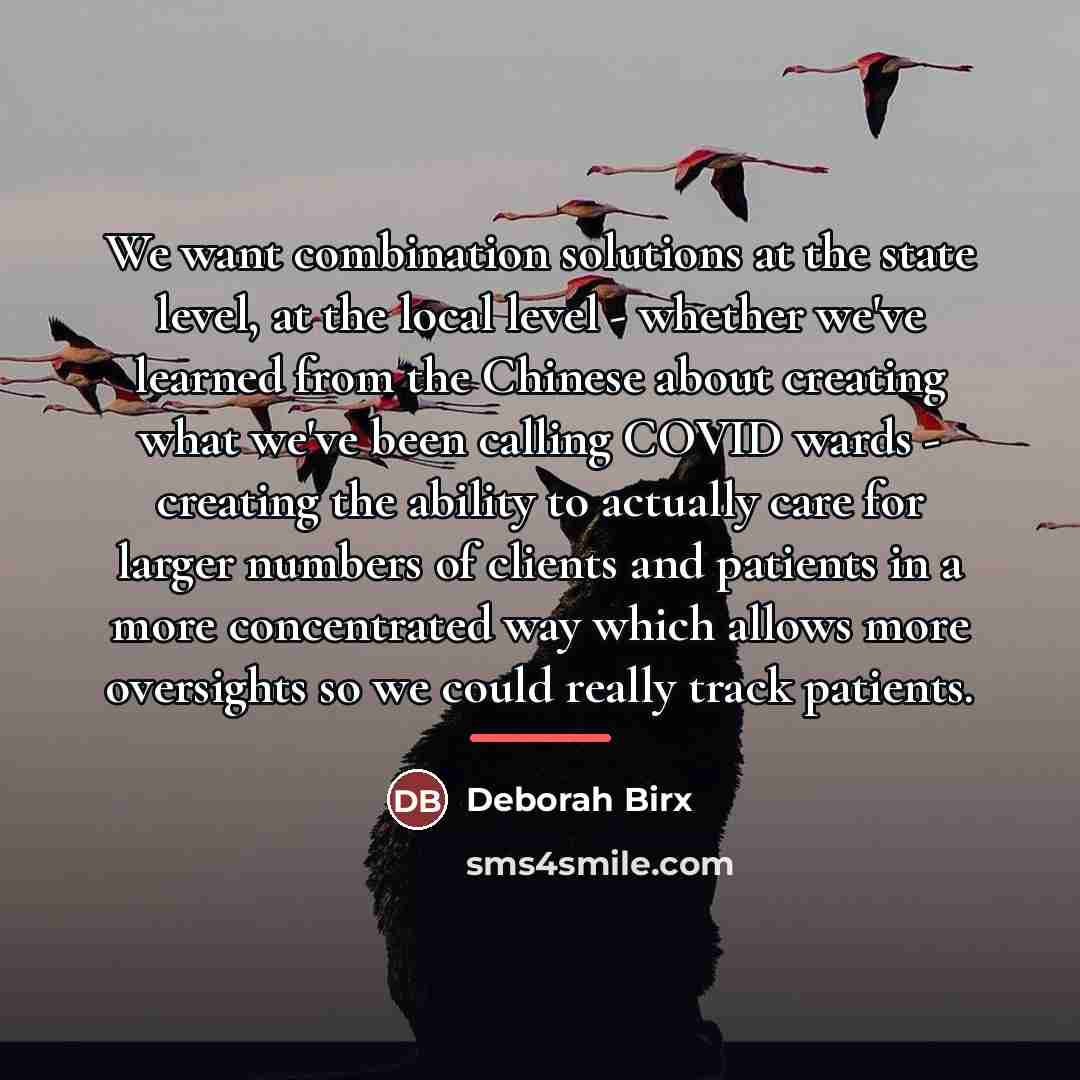 “We want combination solutions at the state level, at the…” quote by Deborah Birx