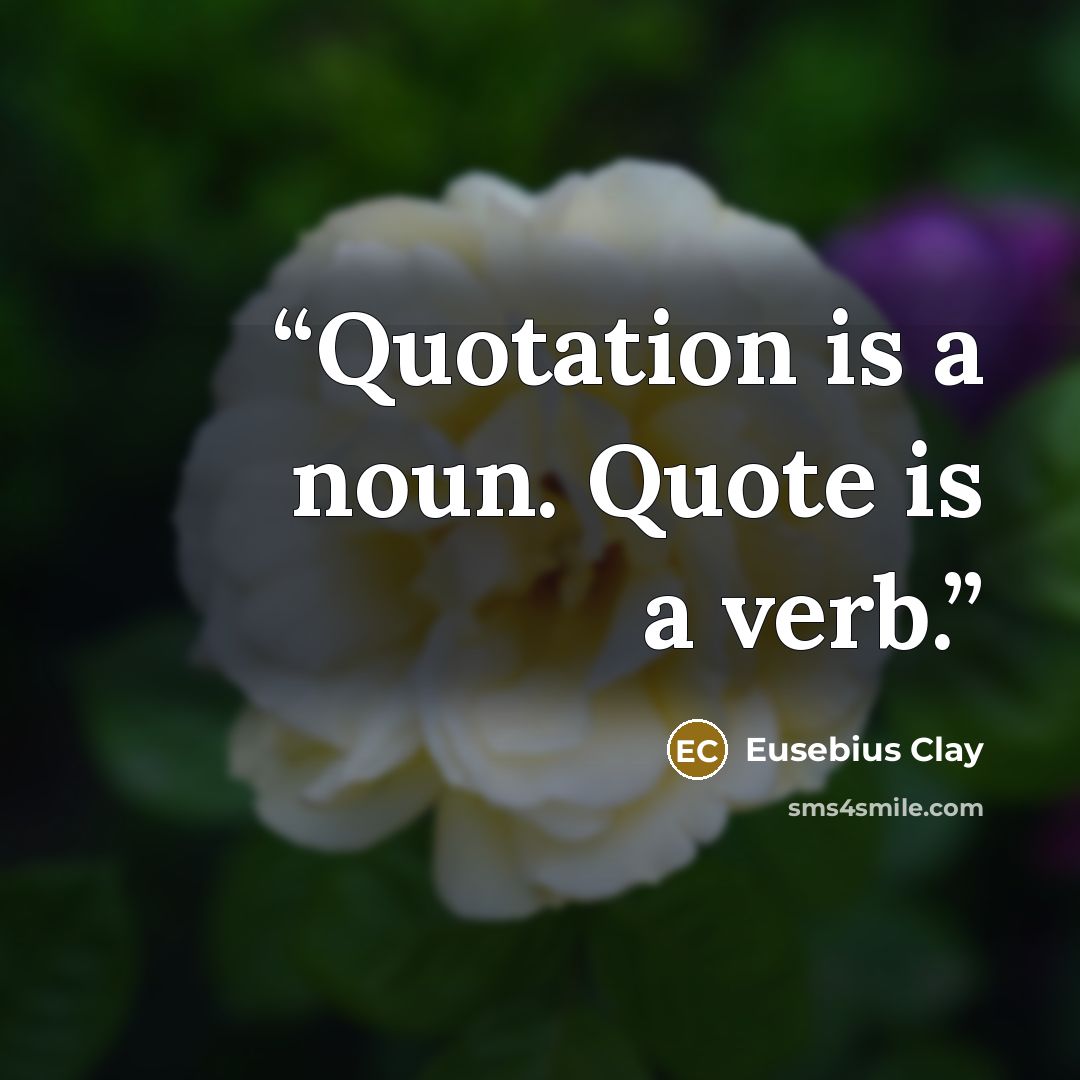 “Quotation is a noun. Quote is a verb.” quote by Eusebius Clay