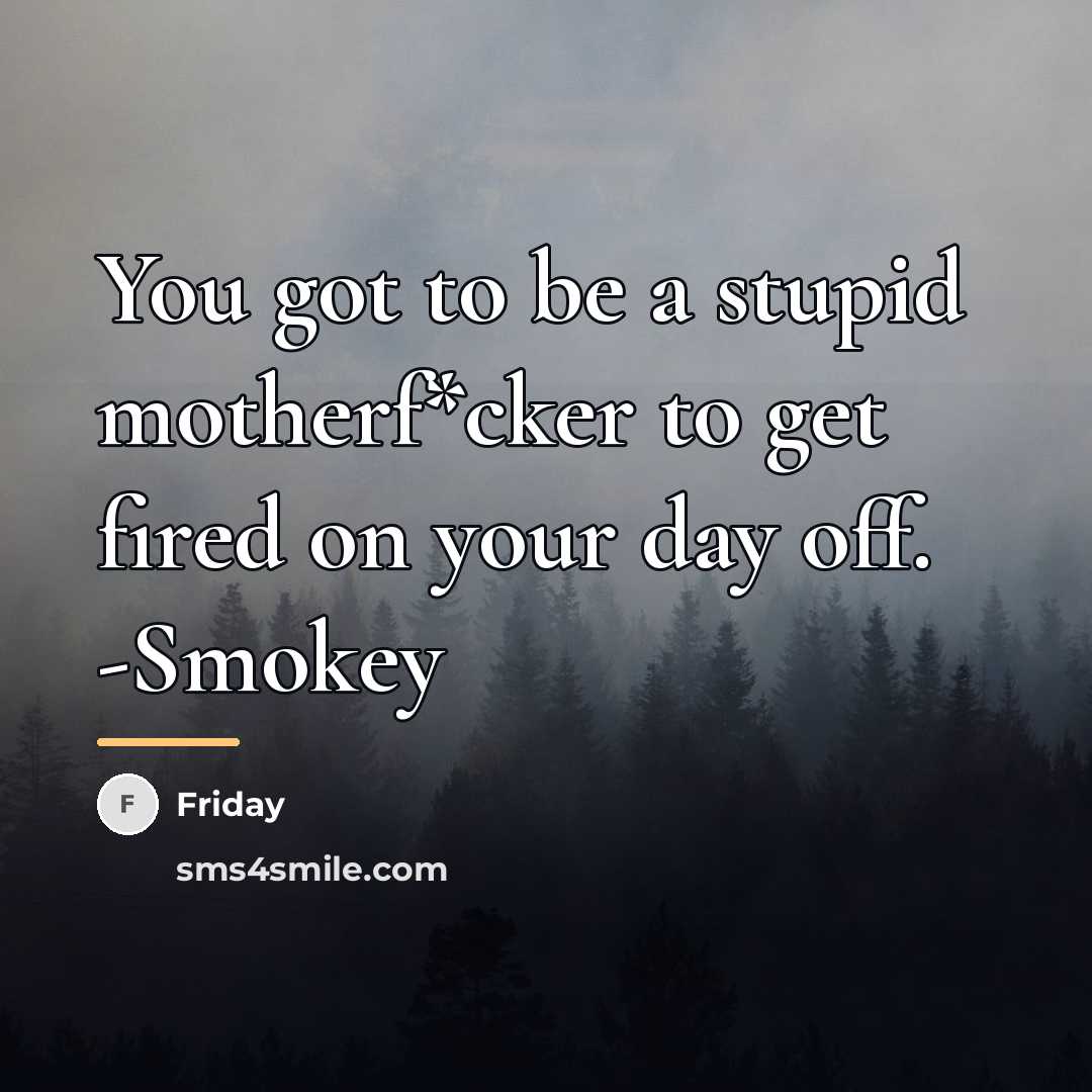 “You got to be a stupid motherf*cker to get fired…” quote by Friday