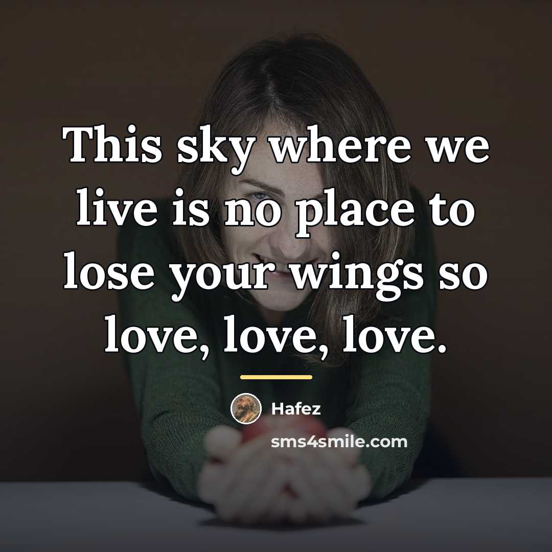 “This sky where we live is no place to lose…” quote by Hafez