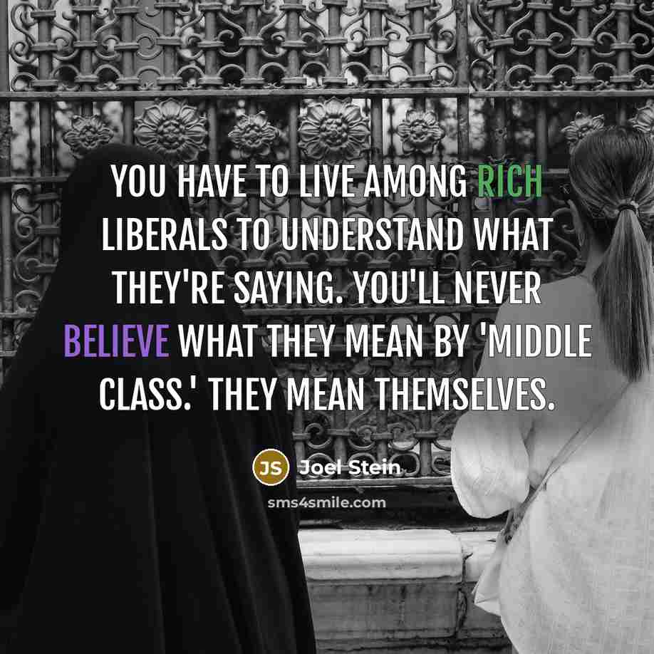 “You have to live among rich liberals to understand what…” quote by Joel Stein