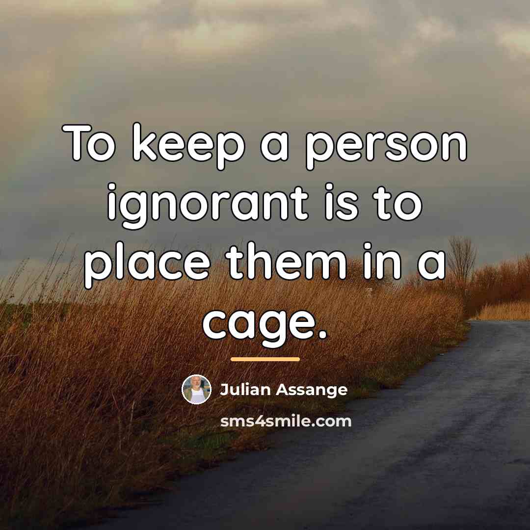“To keep a person ignorant is to place them in…” quote by Julian Assange