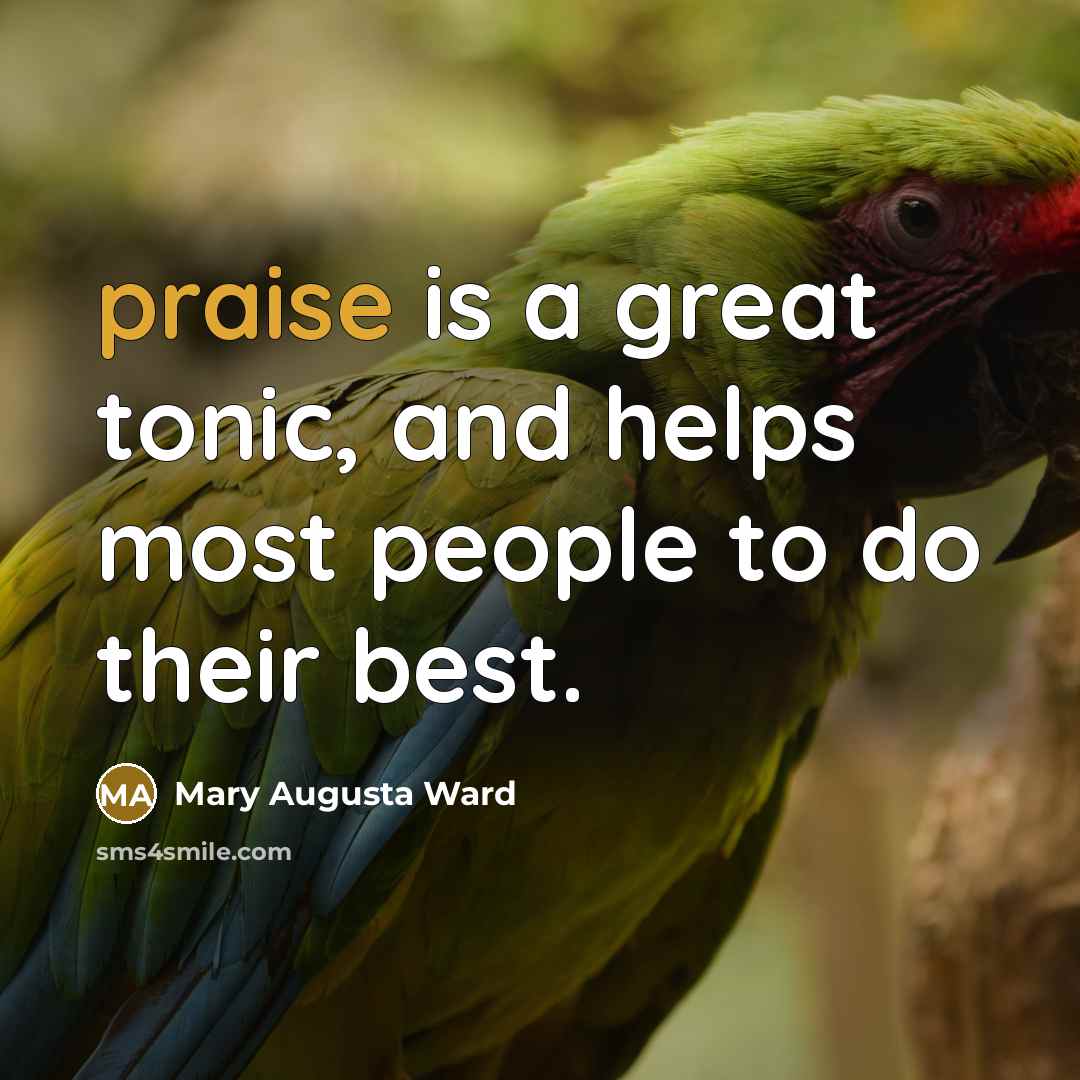 “praise is a great tonic, and helps most people to…” quote by Mary Augusta Ward