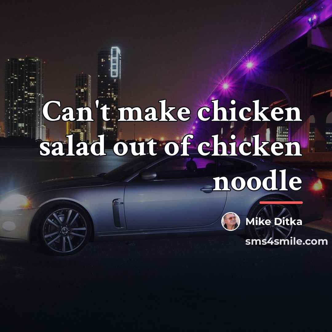 “Can't make chicken salad out of chicken noodle…” quote by Mike Ditka