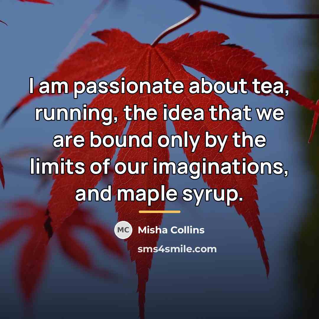 “I am passionate about tea, running, the idea that we…” quote by Misha Collins