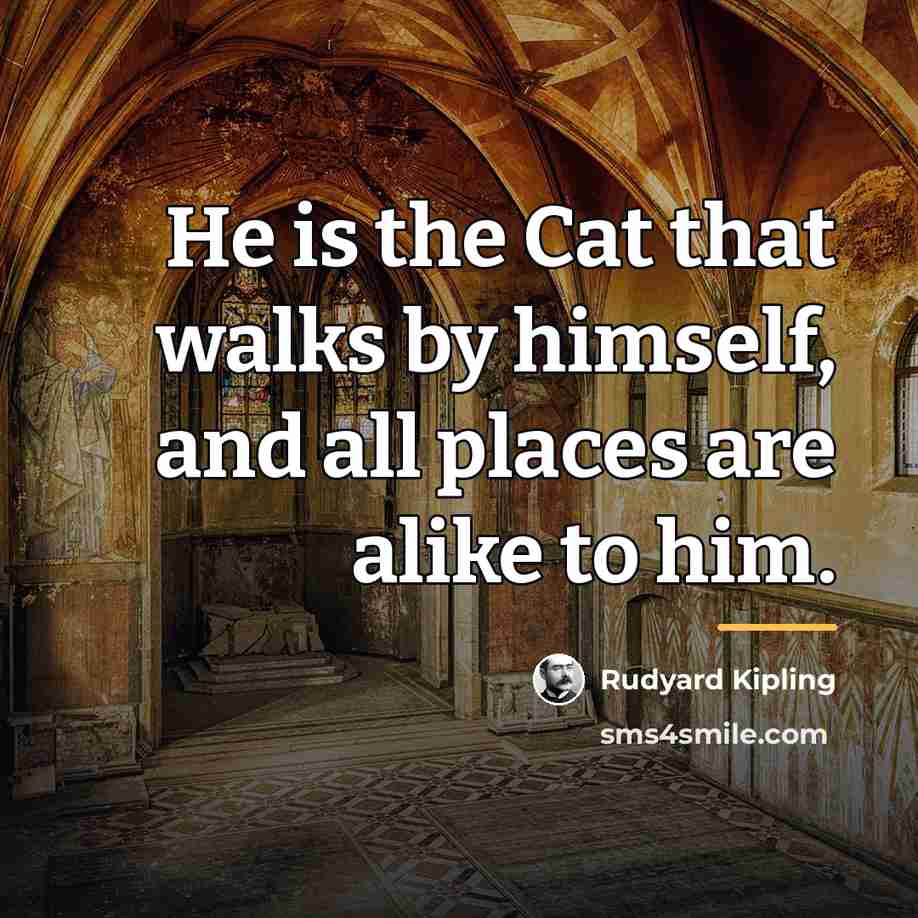 “He is the Cat that walks by himself, and all…” quote by Rudyard Kipling
