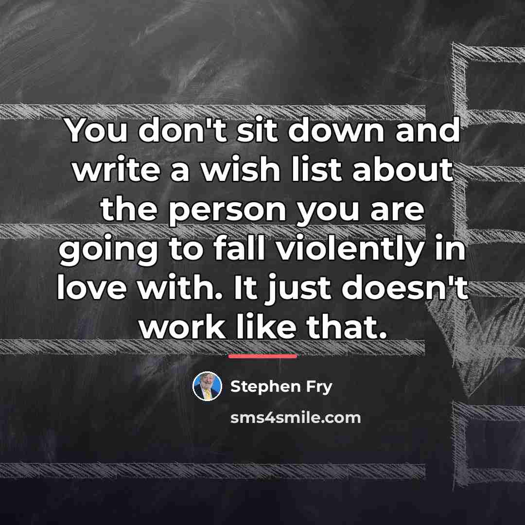 “You don't sit down and write a wish list about…” quote by Stephen Fry