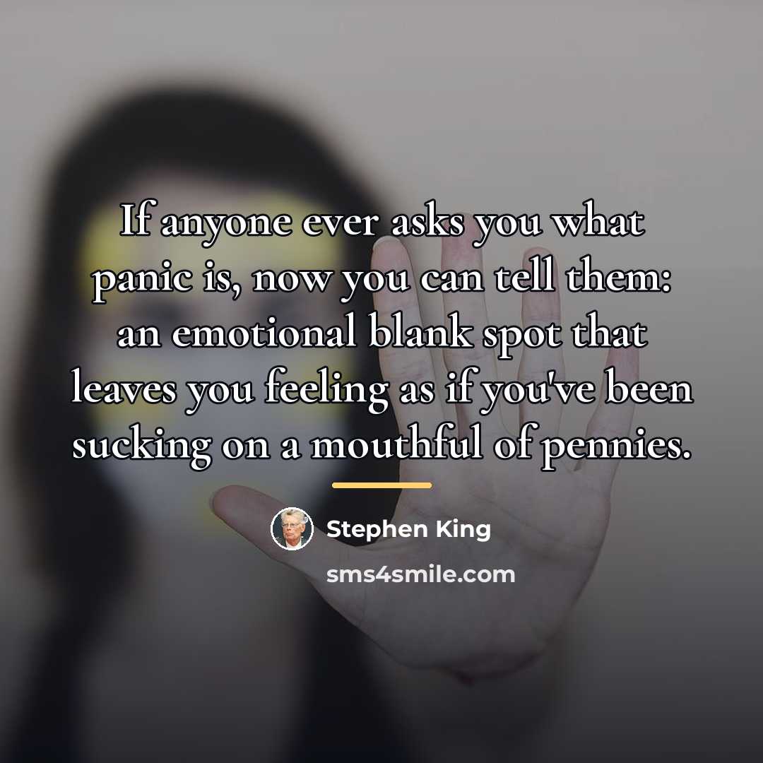“If anyone ever asks you what panic is, now you…” quote by Stephen King
