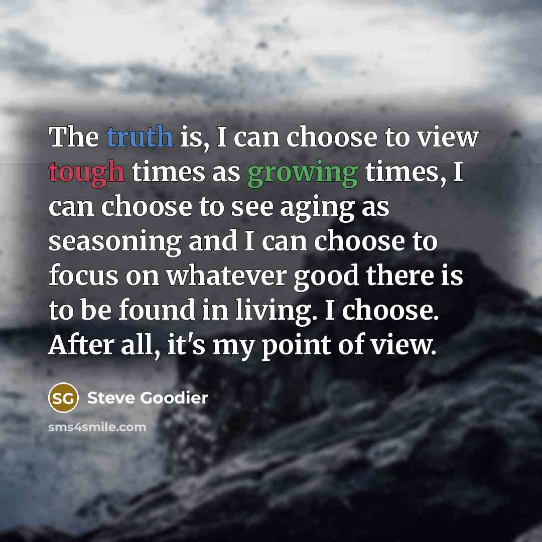 “The truth is, I can choose to view tough times…” quote by Steve Goodier