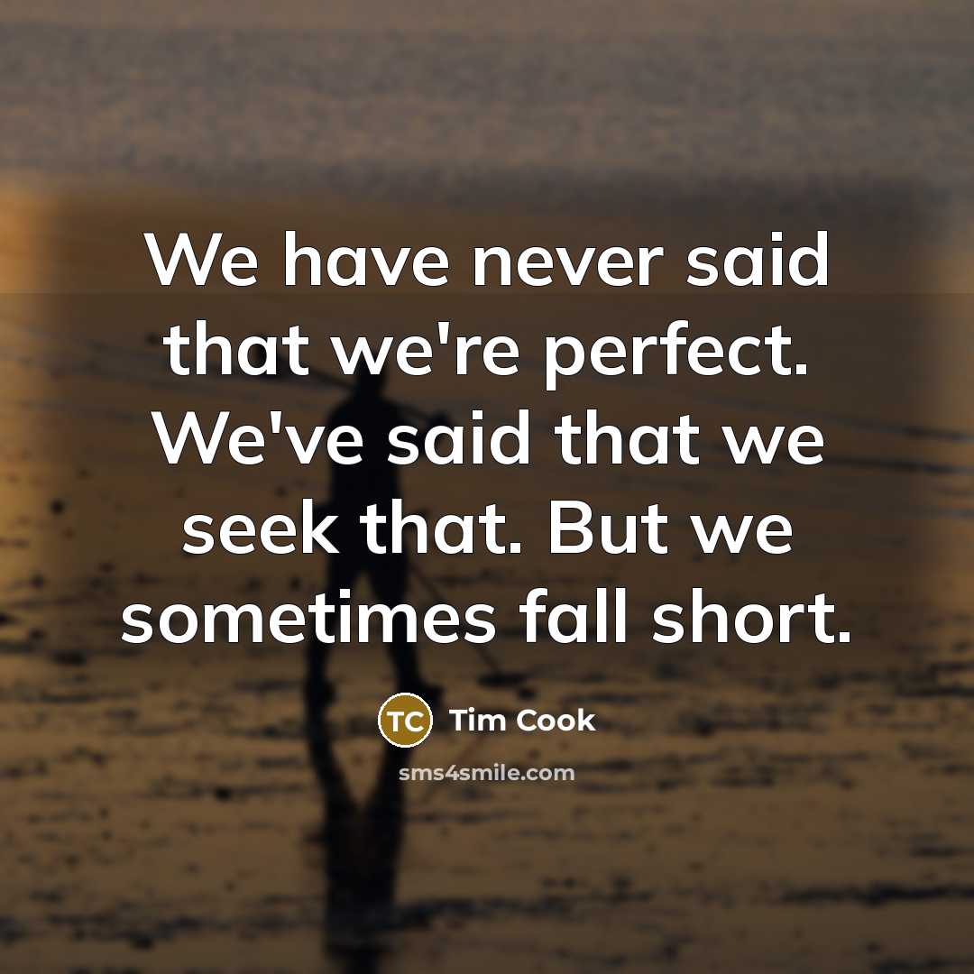 “We have never said that we're perfect. We've said that…” quote by Tim Cook