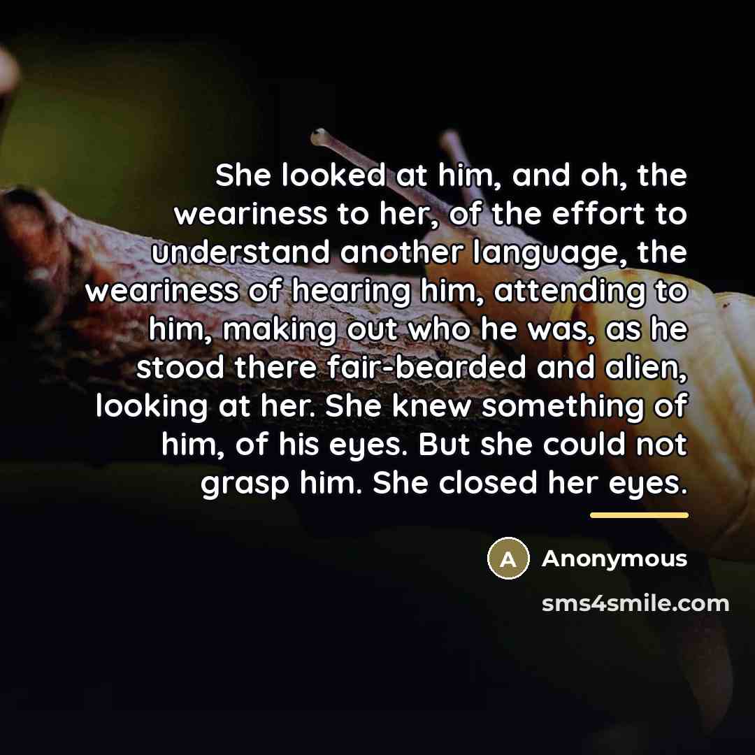 “She looked at him, and oh, the weariness to her,…” quote by Anonymous