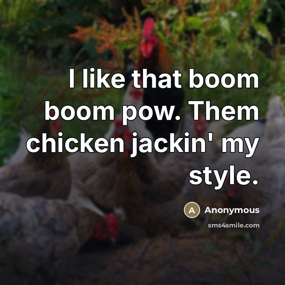 “I like that boom boom pow. Them chicken jackin' my…” quote by Anonymous