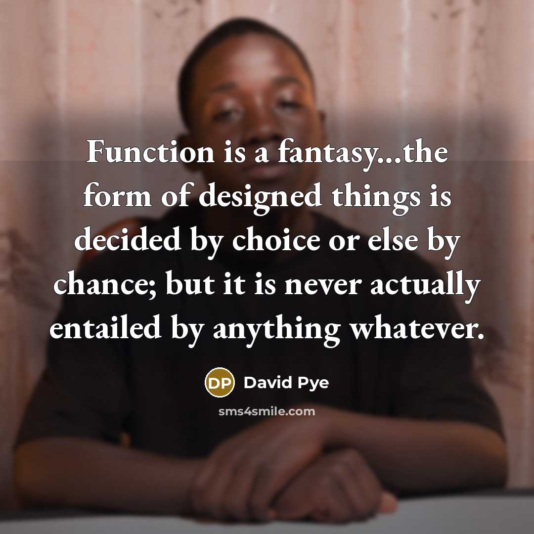 “Function is a fantasy...the form of designed things is decided…” quote by David Pye
