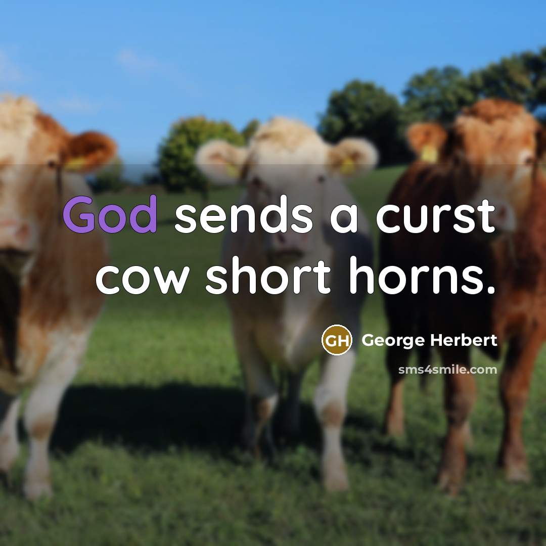 “God sends a curst cow short horns.…” quote by George Herbert
