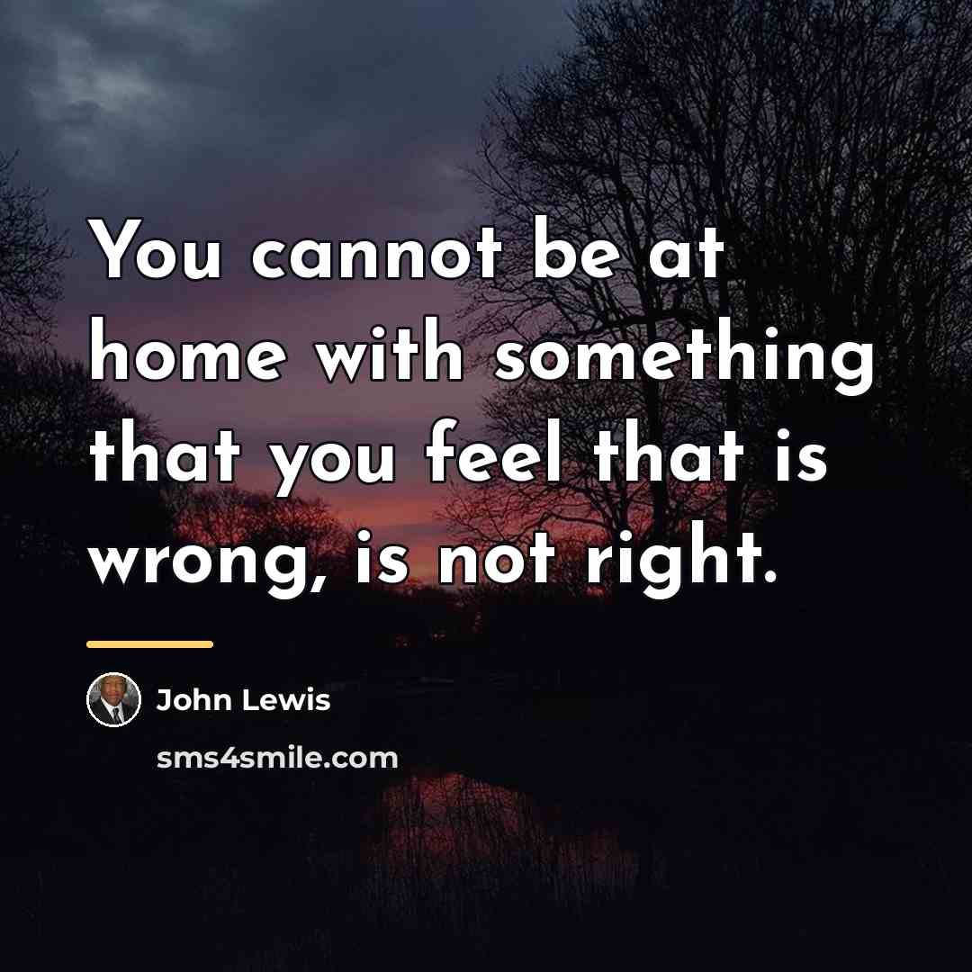 “You cannot be at home with something that you feel…” quote by John Lewis