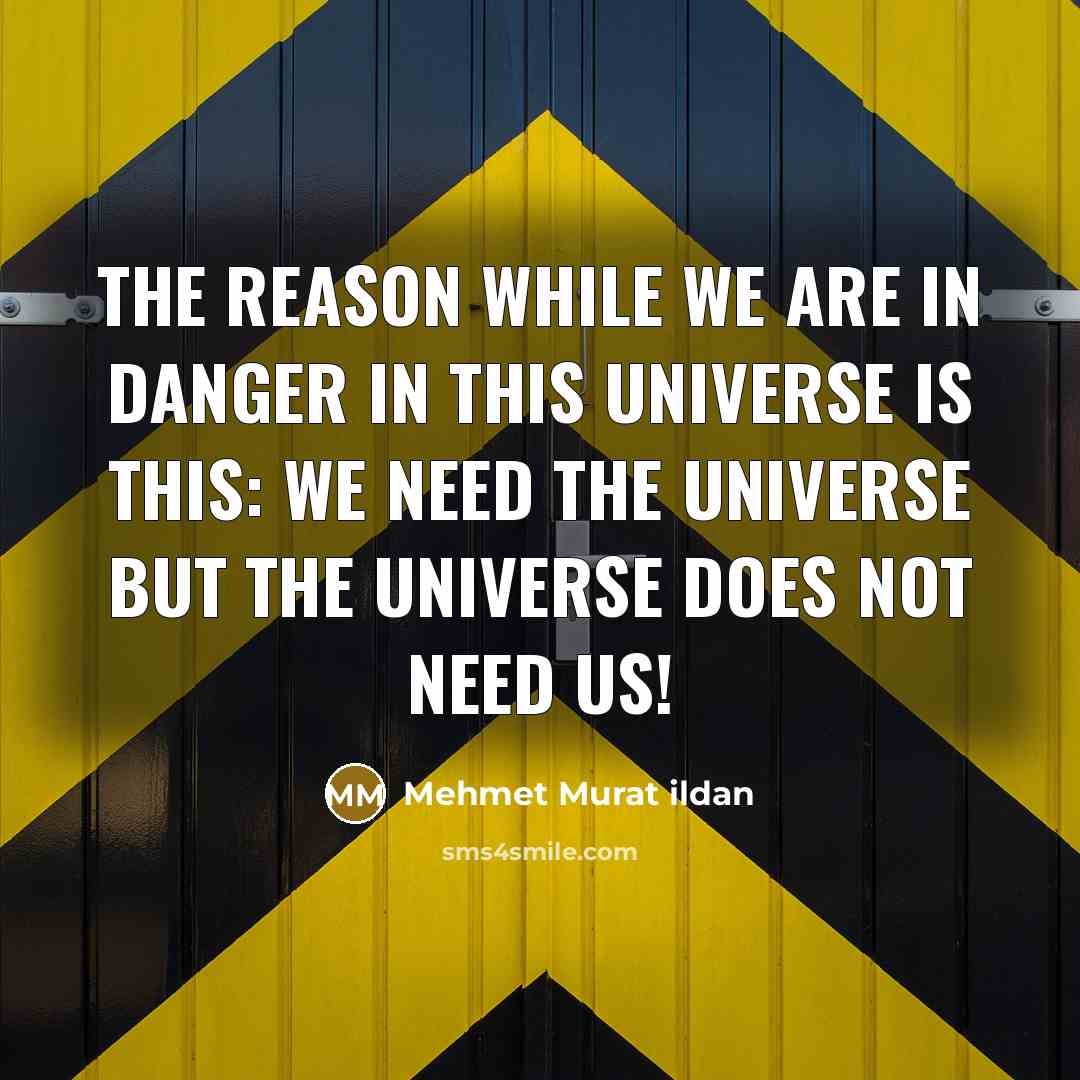 “The reason while we are in danger in this universe…” quote by Mehmet Murat Ildan