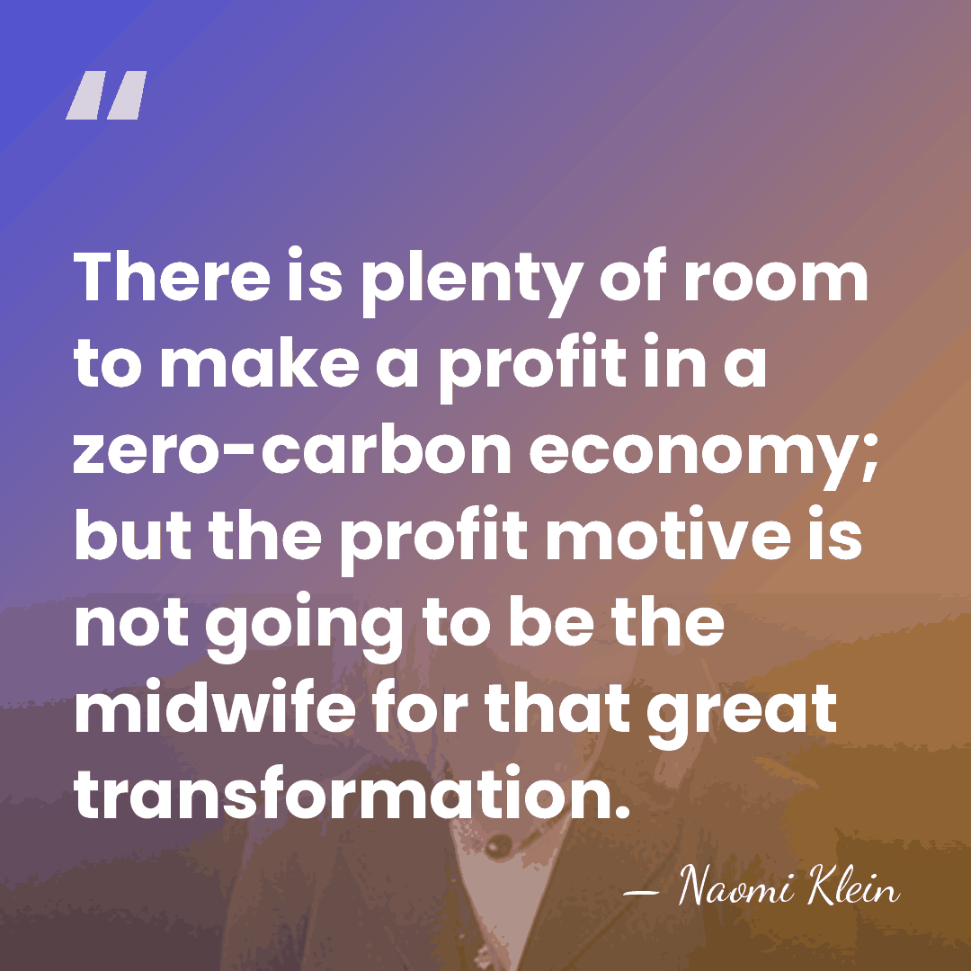 There is plenty of room to make a profit in a zero-carbon&hellip; - Naomi Klein