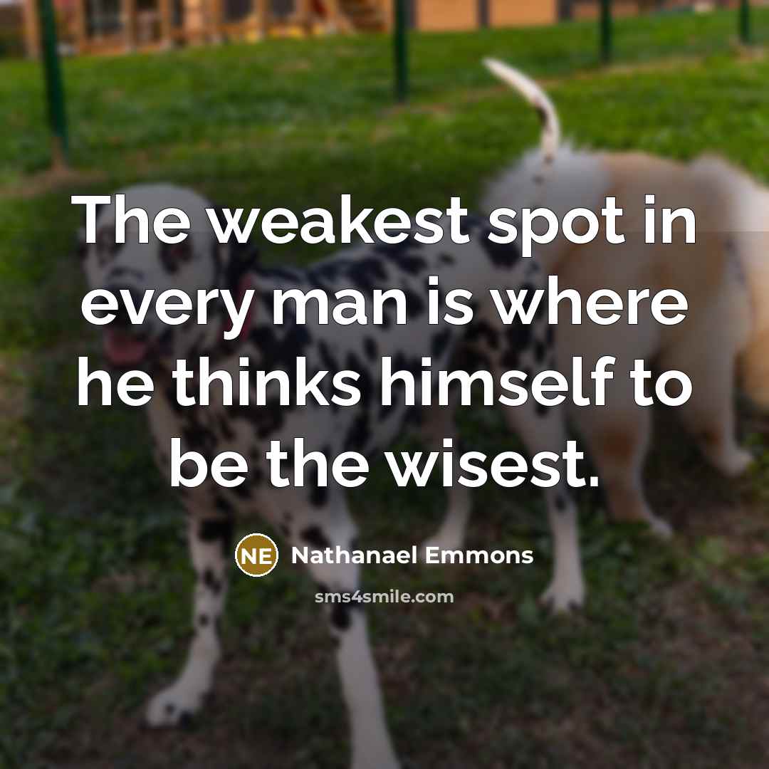 “The weakest spot in every man is where he thinks…” quote by Nathanael Emmons