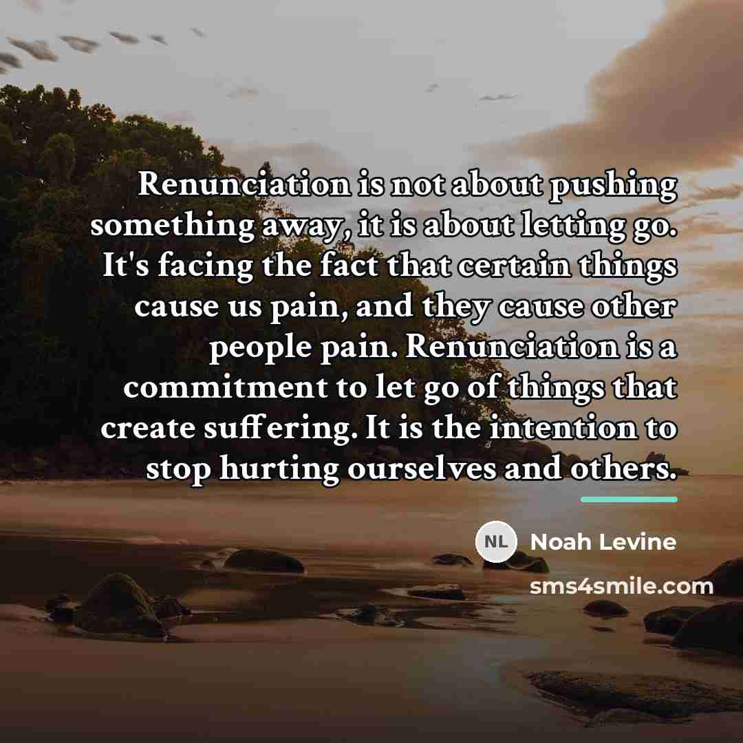 “Renunciation is not about pushing something away, it is about…” quote by Noah Levine