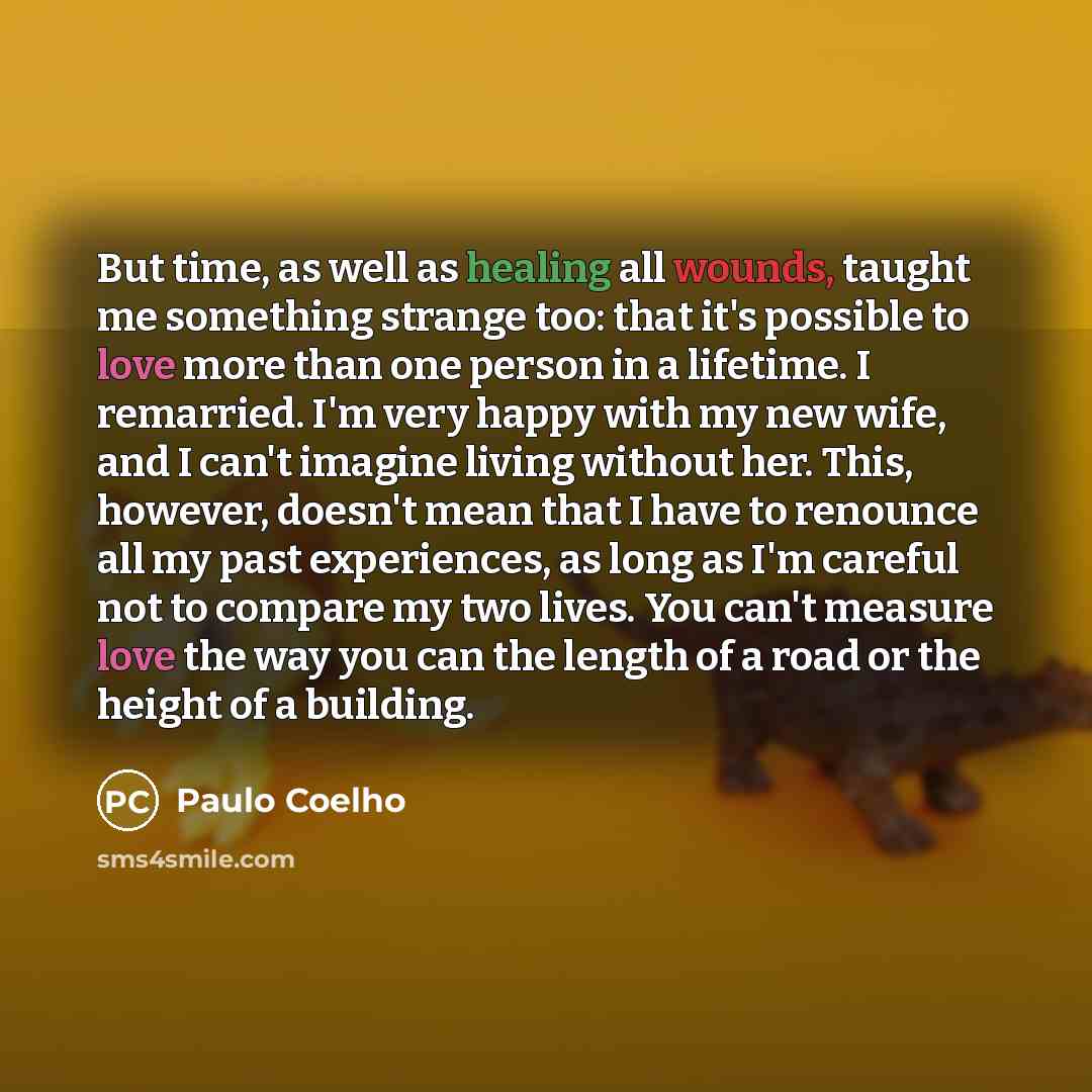 “But time, as well as healing all wounds, taught me…” quote by Paulo Coelho