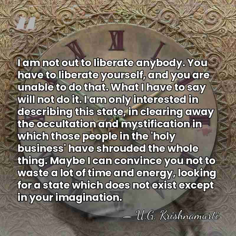 I am not out to liberate anybody. You have to liberate yourself,&hellip; - U.G. Krishnamurti