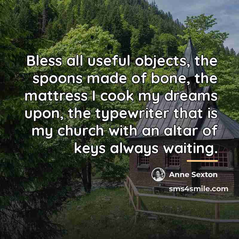 “Bless all useful objects, the spoons made of bone, the…” quote by Anne Sexton