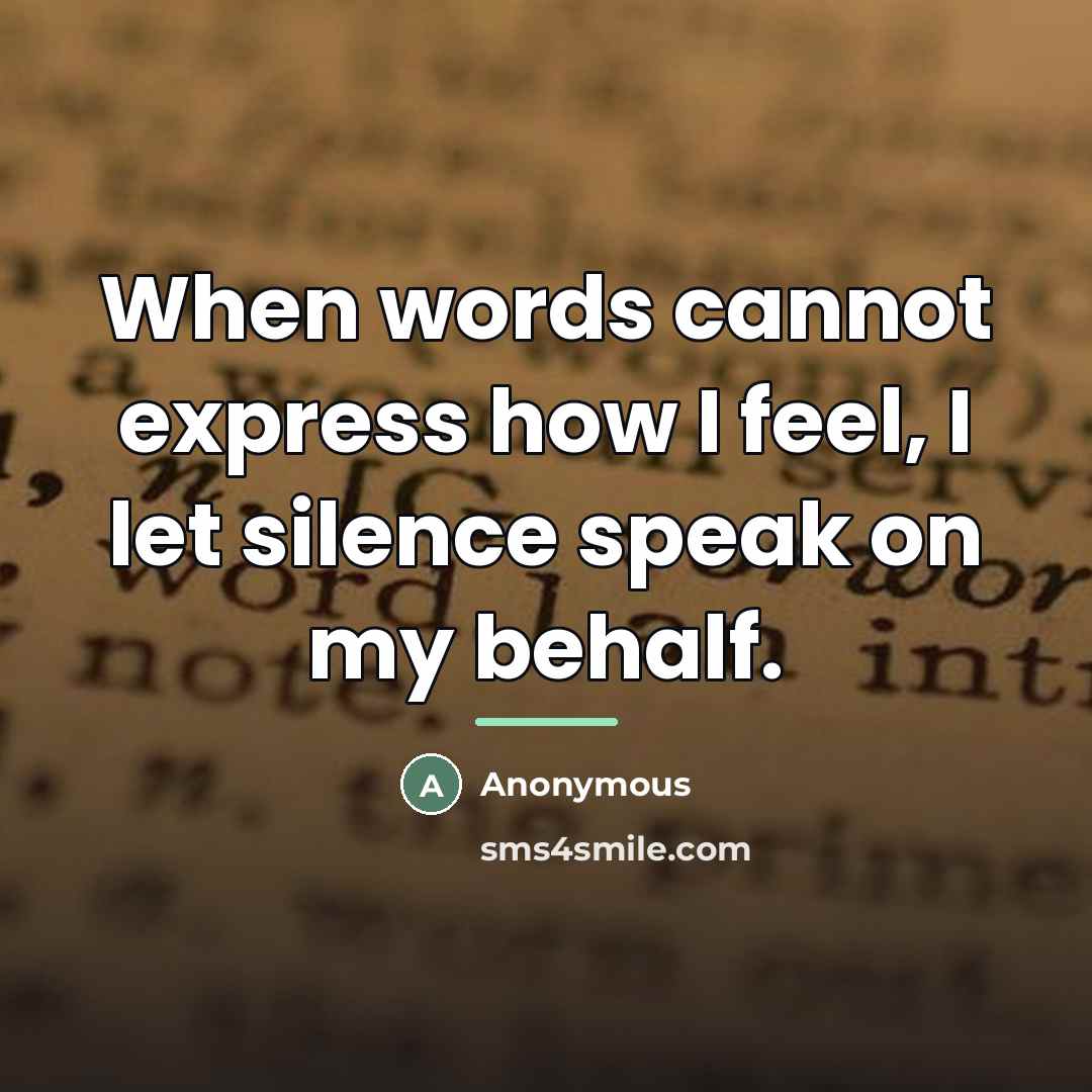 “When words cannot express how I feel, I let silence…” quote by Anonymous