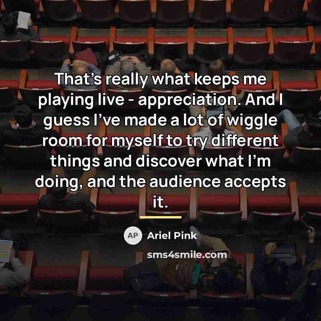 “That's really what keeps me playing live - appreciation. And…” quote by Ariel Pink