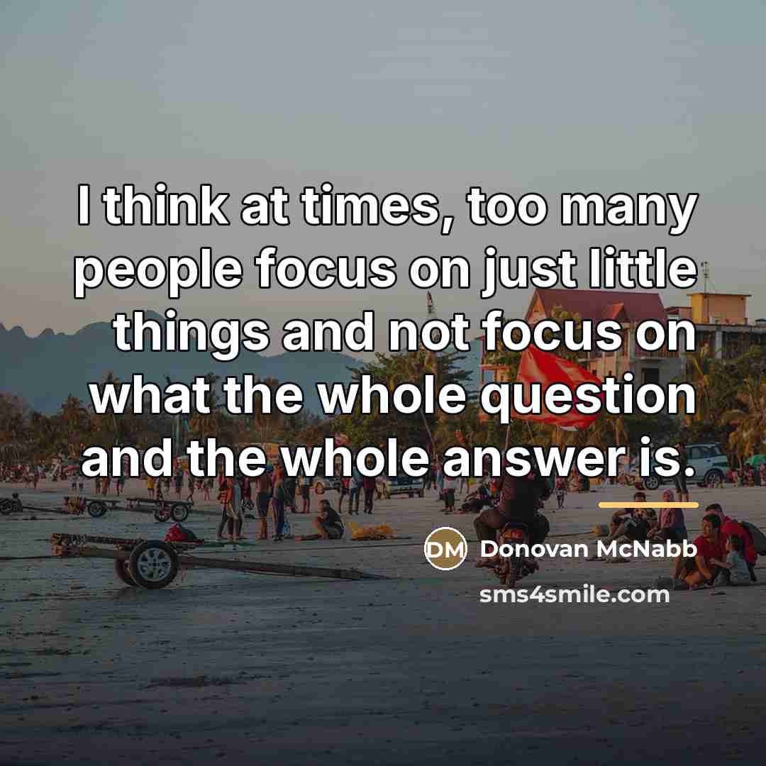 “I think at times, too many people focus on just…” quote by Donovan McNabb