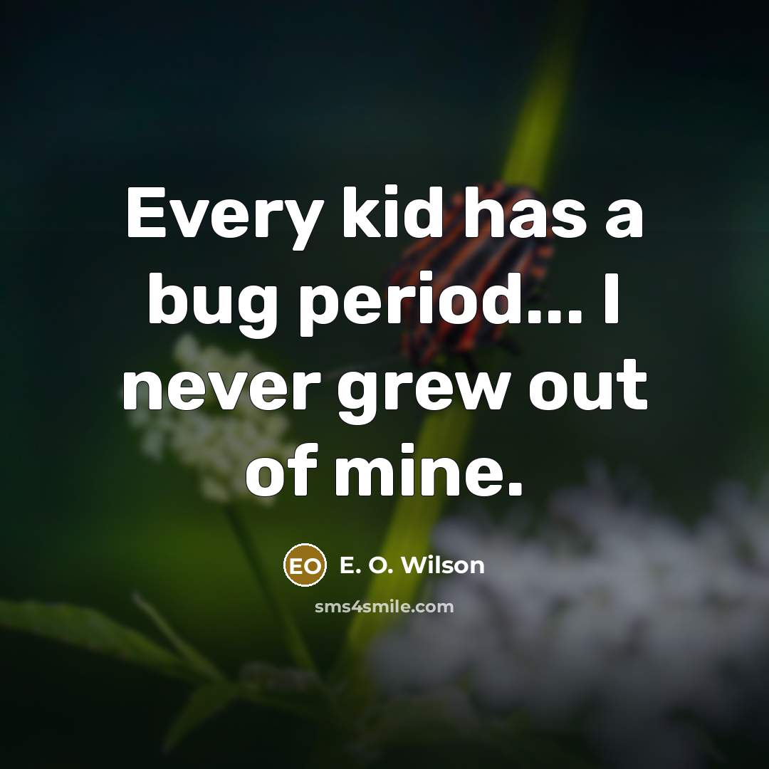 “Every kid has a bug period... I never grew out…” quote by E. O. Wilson