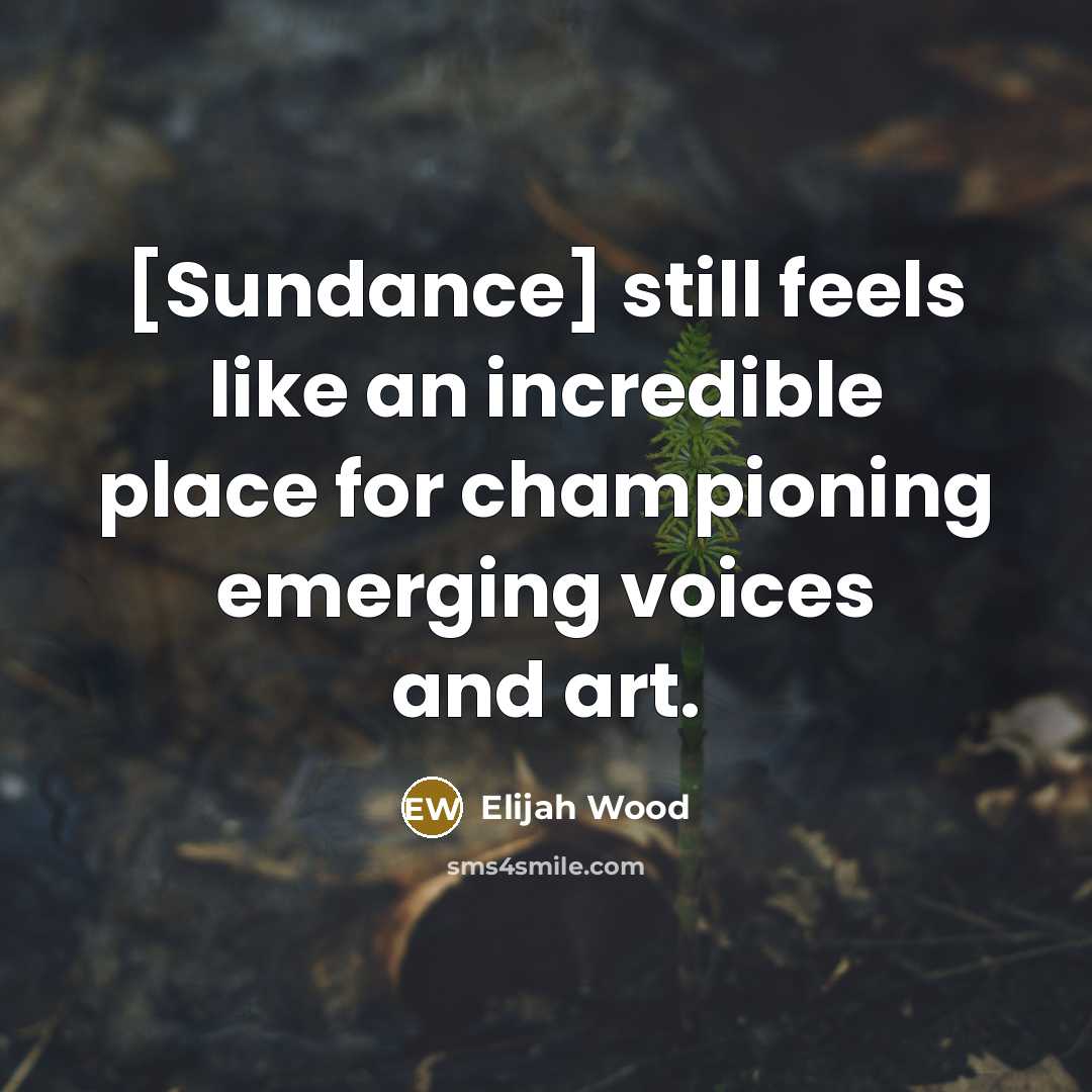 “[Sundance] still feels like an incredible place for championing emerging…” quote by Elijah Wood