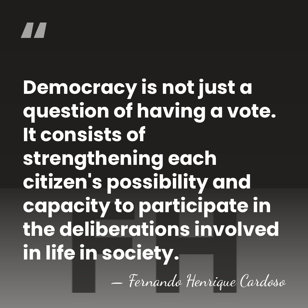 Democracy is not just a question of having a vote. It consists&hellip; - Fernando Henrique Cardoso