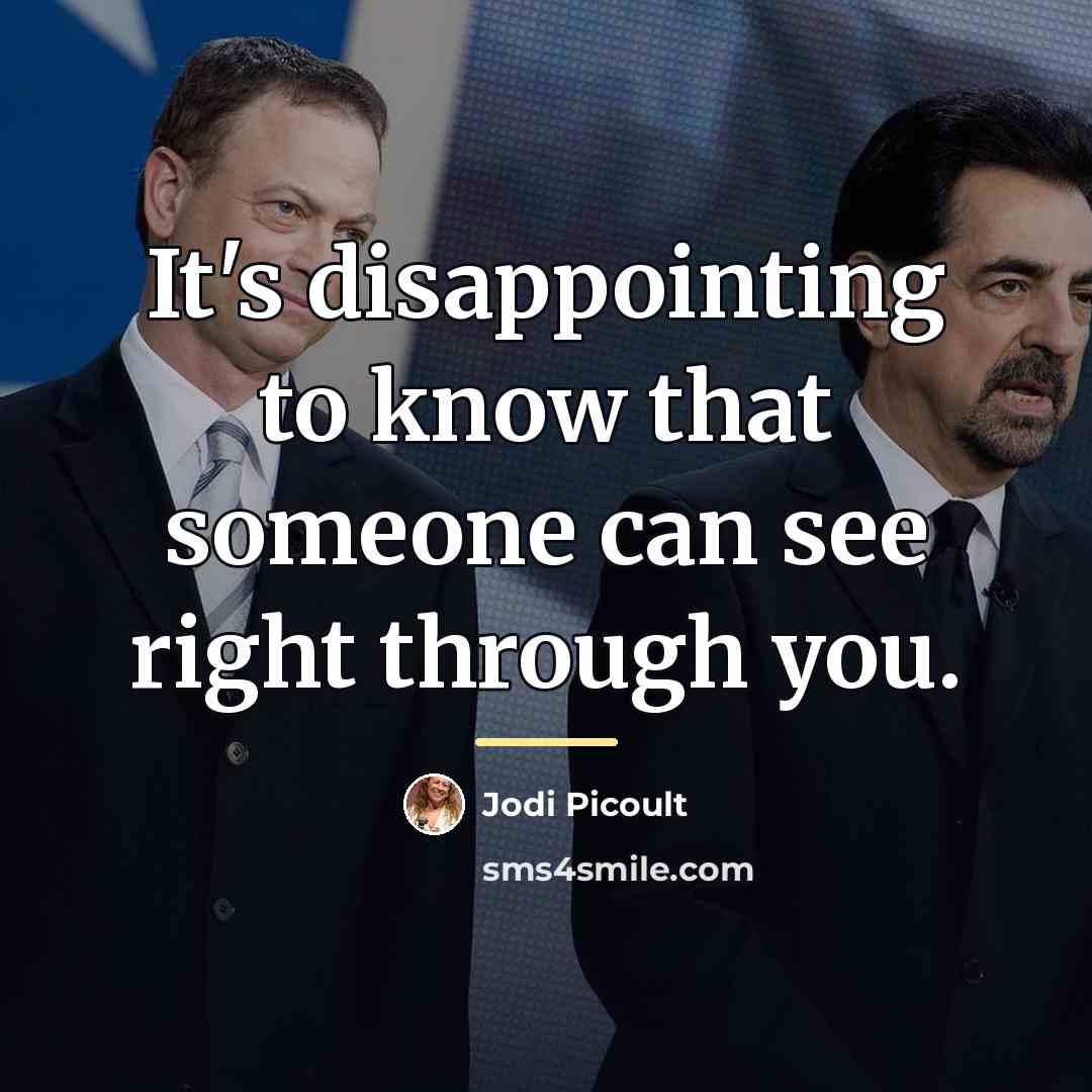 “It's disappointing to know that someone can see right through…” quote by Jodi Picoult