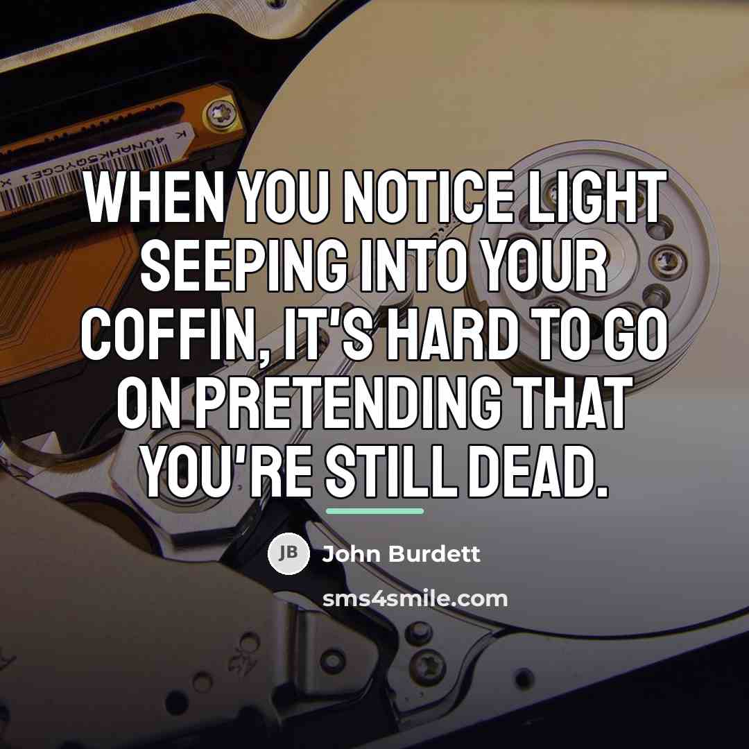 “When you notice light seeping into your coffin, it's hard…” quote by John Burdett