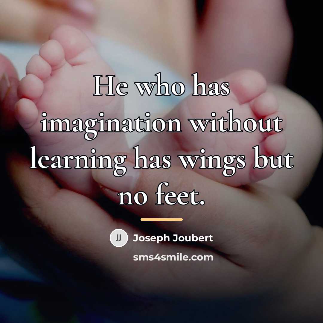 “He who has imagination without learning has wings but no…” quote by Joseph Joubert
