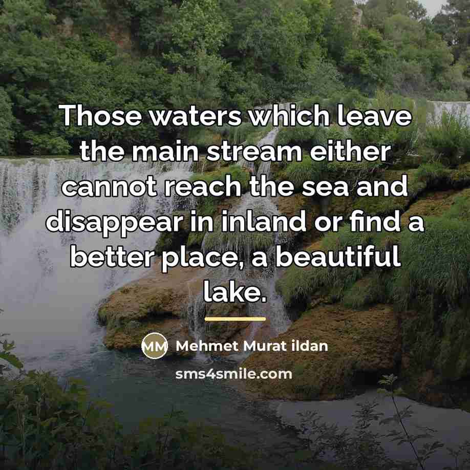 “Those waters which leave the main stream either cannot reach…” quote by Mehmet Murat Ildan