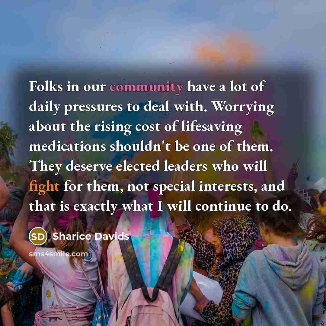 “Folks in our community have a lot of daily pressures…” quote by Sharice Davids